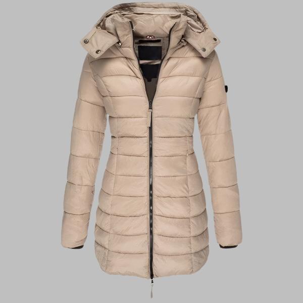 Emma Jas | Slanke mid-length warme katoenen coat voor dames