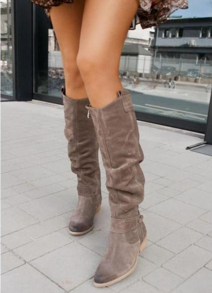 Isabelle Boots | Trendy overknee boots met lage hak en zijrits