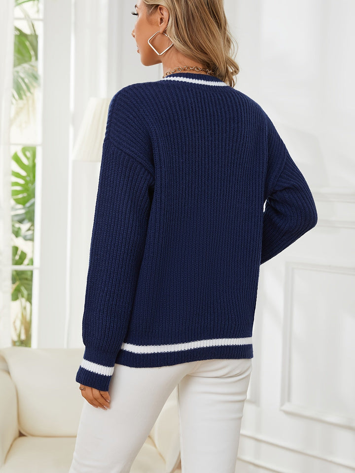 Paula Pullover | Casual pullover met streep design en V-hals voor dames