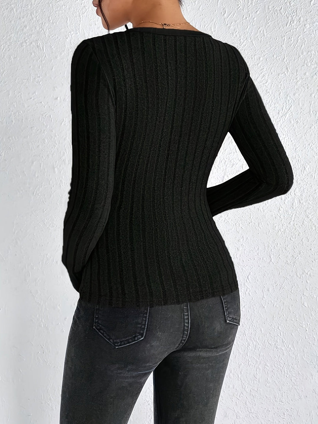 Robin Sweater | Geribde sweater met V-hals en lange mouwen voor dames