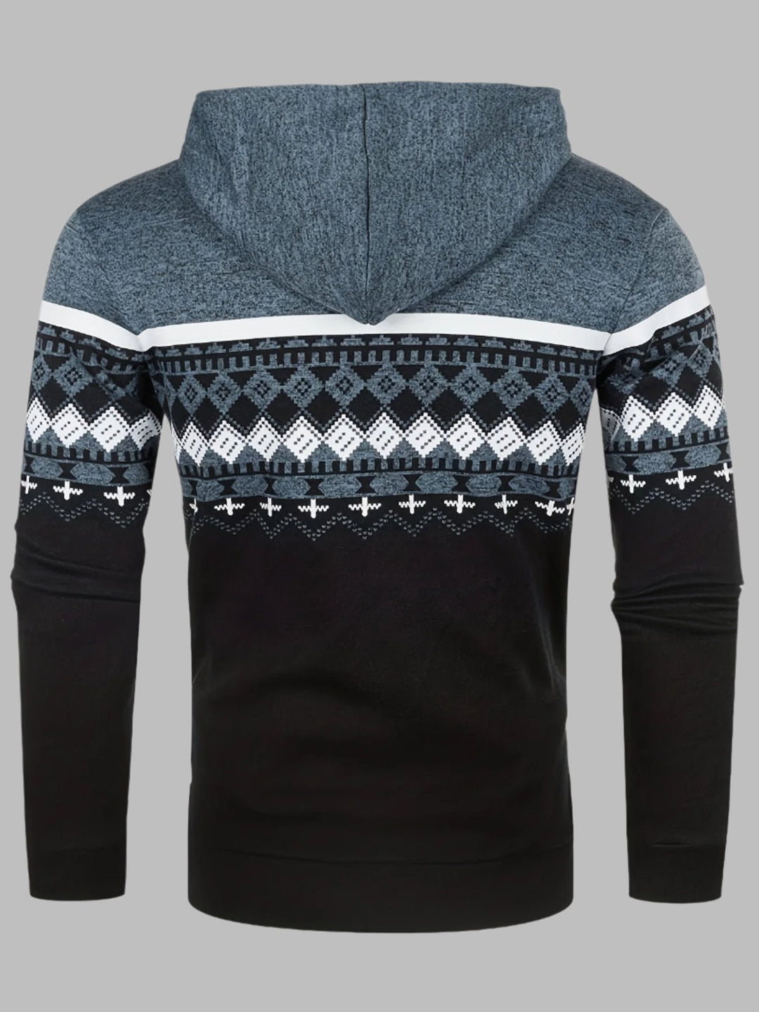 Edvard Nordic Hoodie | Heren Hoodie met Noors Breipatroon en Rits