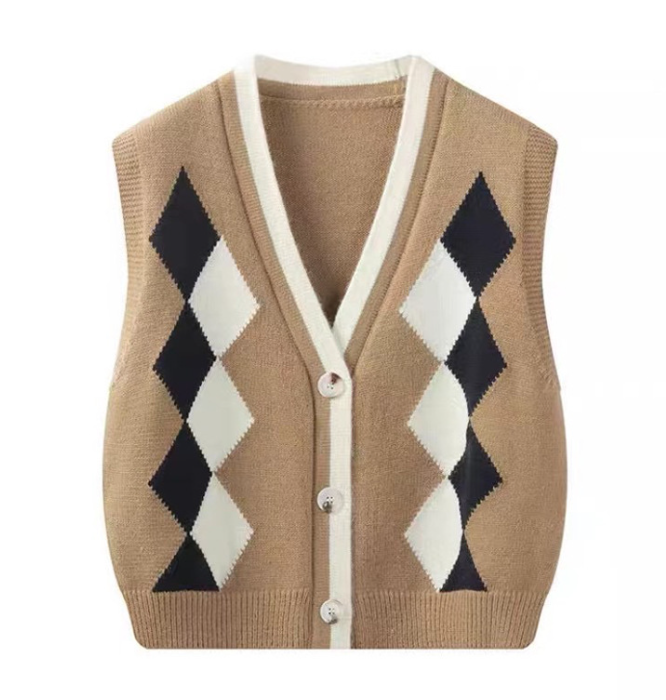 Guc Knitted Cardigan | klassiek gebreide mouwloze vest met V-halsn en knoopsluiting voor dames