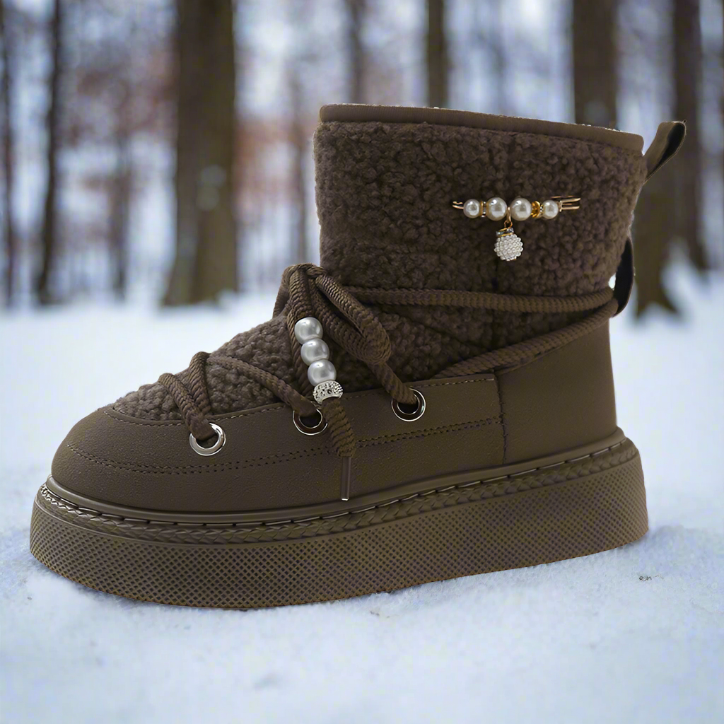 Lydia Snowboots | Trendy fleece gevoerde laarzen met dikke zool voor dames