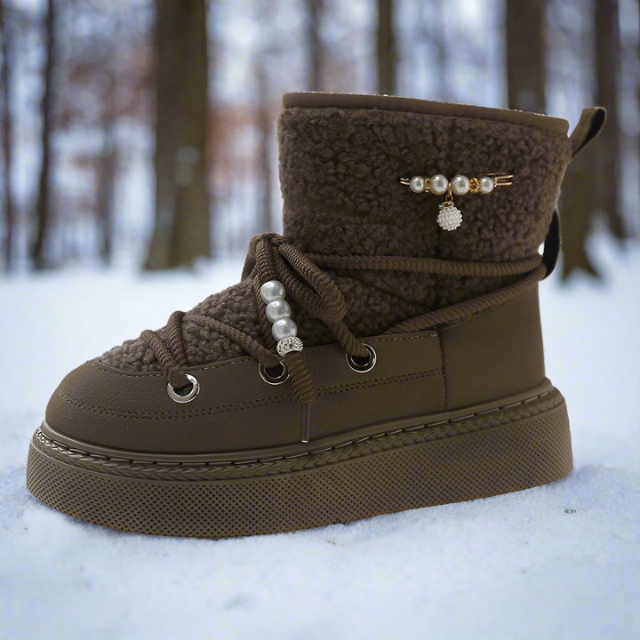 Lydia Snowboots | Trendy fleece gevoerde laarzen met dikke zool voor dames