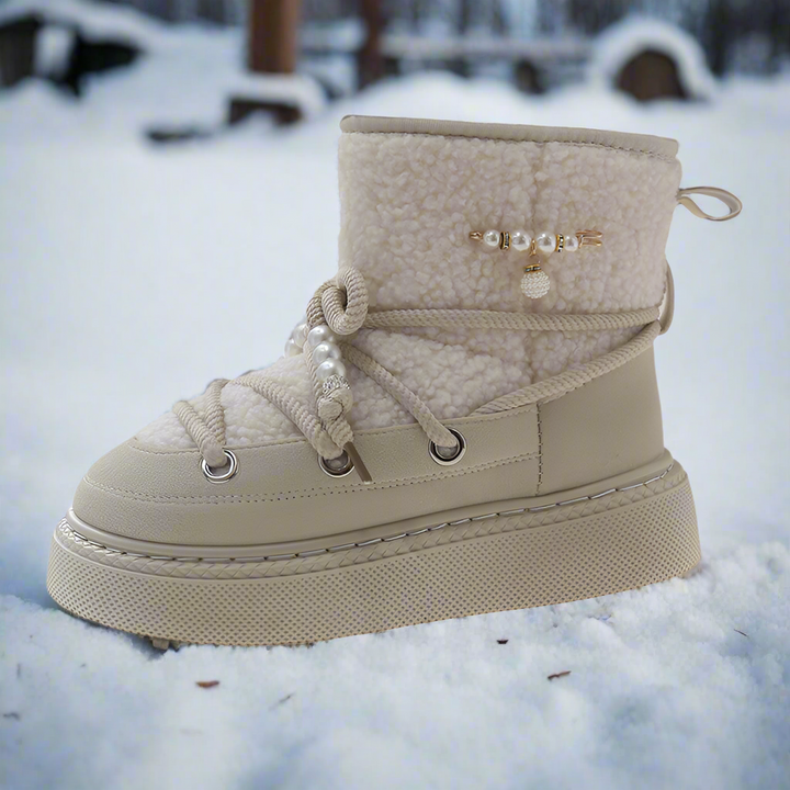 Lydia Snowboots | Trendy fleece gevoerde laarzen met dikke zool voor dames