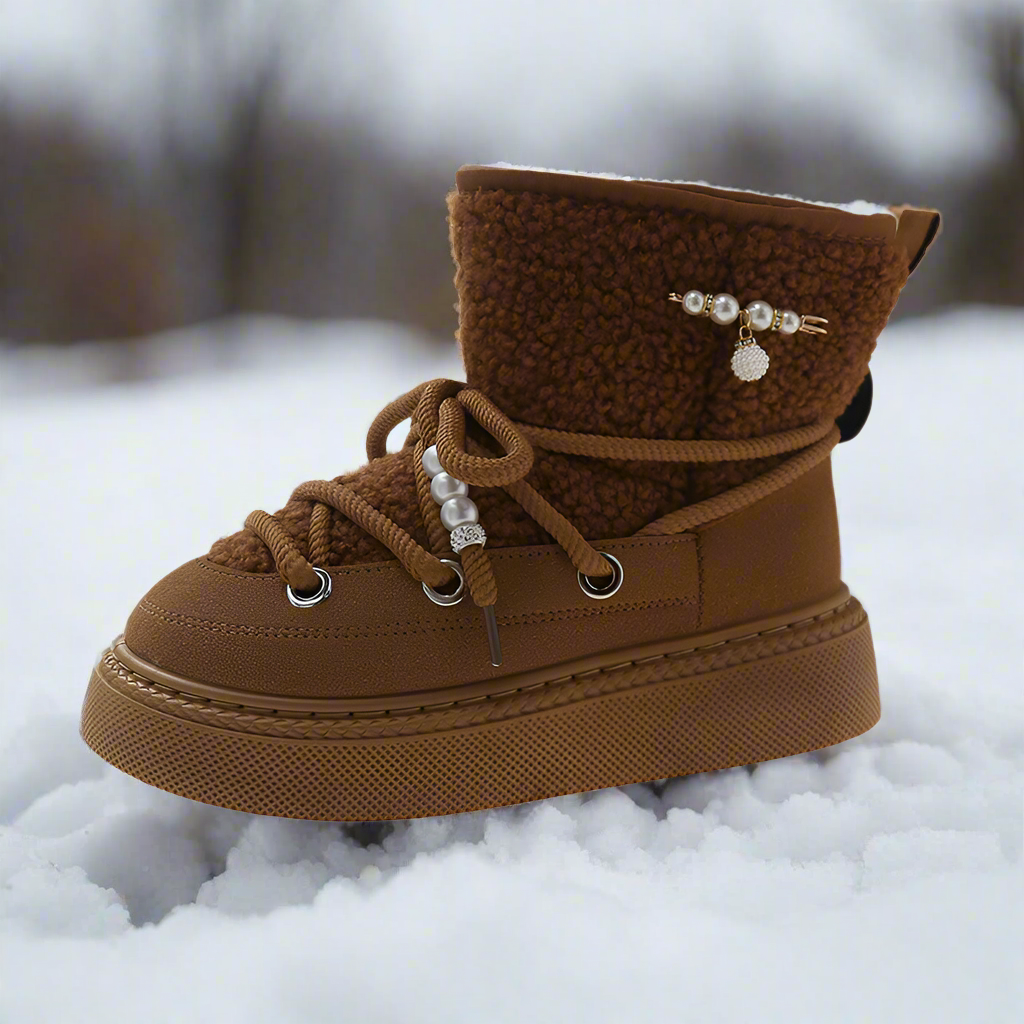 Lydia Snowboots | Trendy fleece gevoerde laarzen met dikke zool voor dames