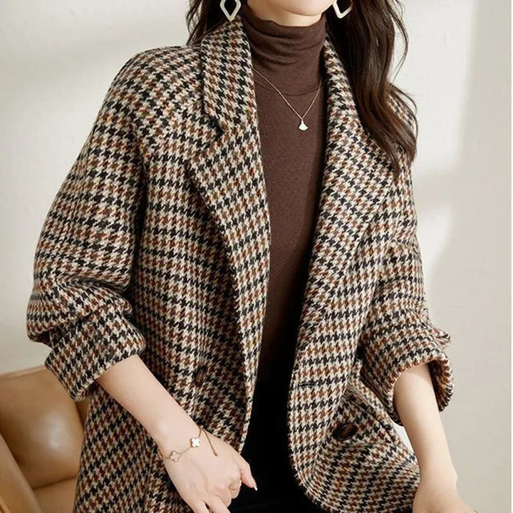 Kyma Tweed Blazer | Elegante vintage Houndstooth jas voor dames