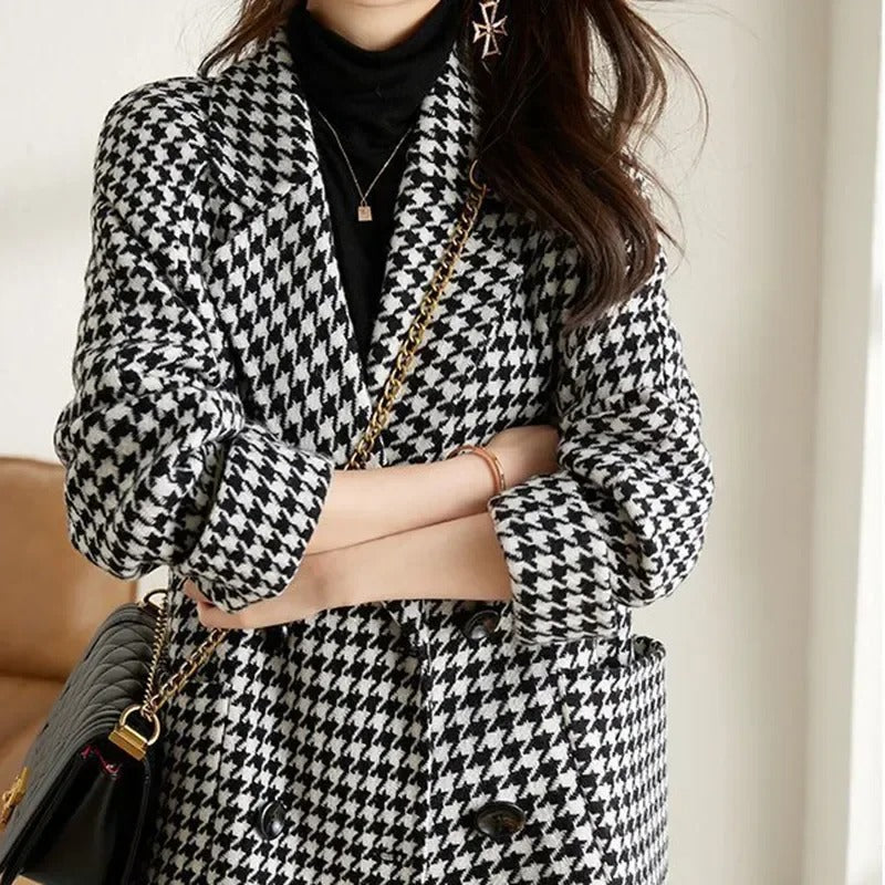 Kyma Tweed Blazer | Elegante vintage Houndstooth jas voor dames