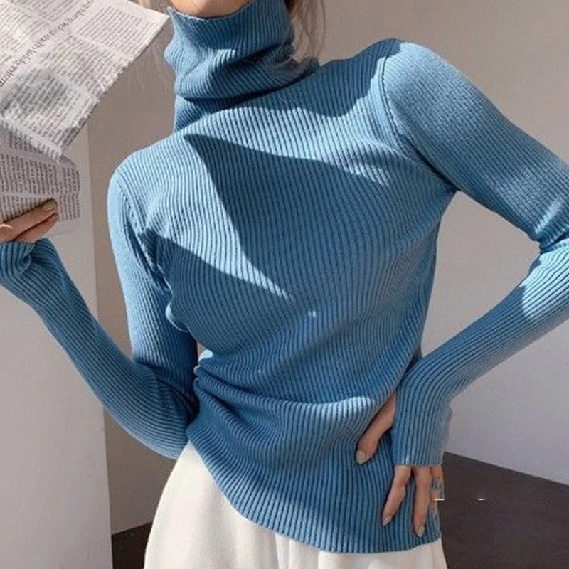 Lulu Sweater | Stijlvolle geribde trendy gebreide coltrui voor vrouwen