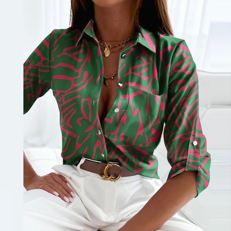 Grace Elegante Blouse | Lente bedrukte lange mouwen damesblouse